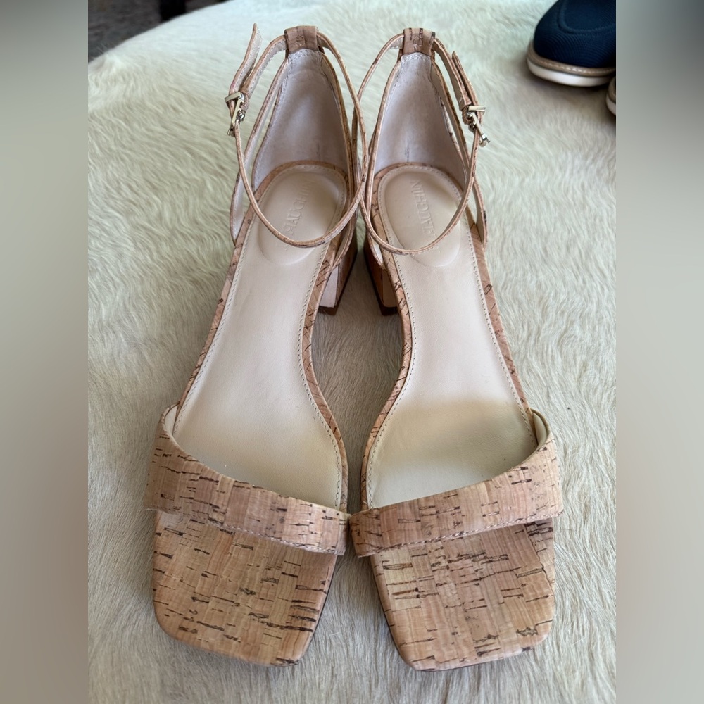 Women’s J. McLaughlin Cork Matilda Sandals Block Heel Like New Size 9